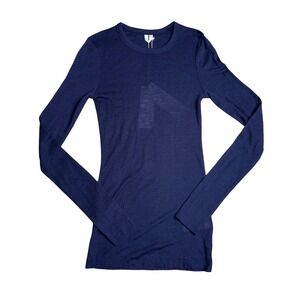 Arket Merino Wool Long Sleeve Top Womens S Navy Blue NWT RWS Certified Knit
